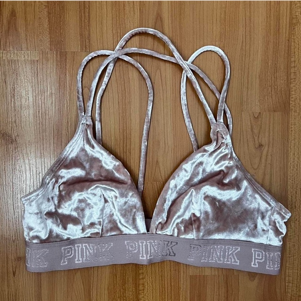 PINK Victoria's Secret Velvet Bralette in Light Pink